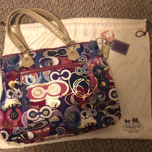 Coach Handbags - Coach Poppy Pop C Glam Large Tote Bag 18342